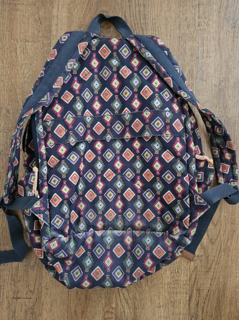Vera Bradley Navy Backpack with Multicolor Diamond Print